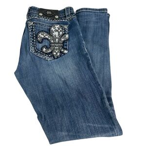 Miss Me Signature Rise Skinny Embroidery Rhinestone Women SZ 27 Western Festival